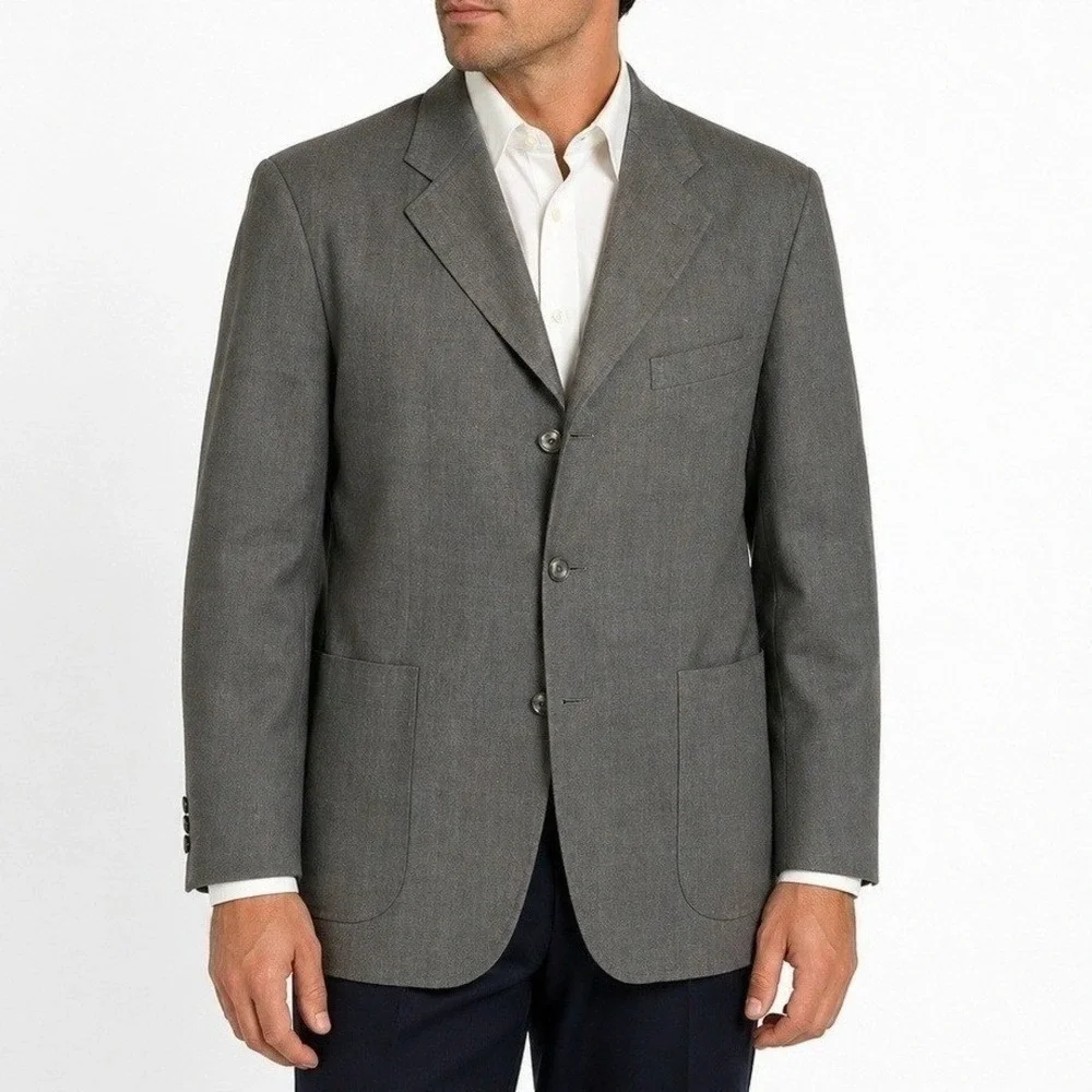 Bachrach Mens Gray Pure New Wool Blazer‎ 3 Button Sport Coat Made in Canada